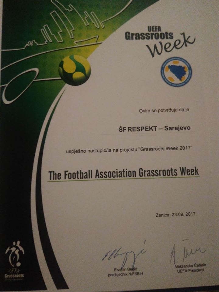 Skola fudbala Respekt na Grassroots Week 2017